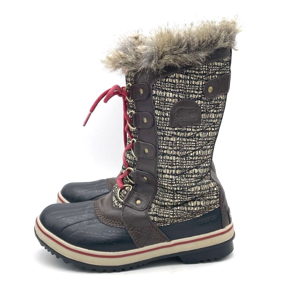 Sorel Tofino II Waterproof Winter Boots Faux Fur Cordovan Saddle Women’s Size 8